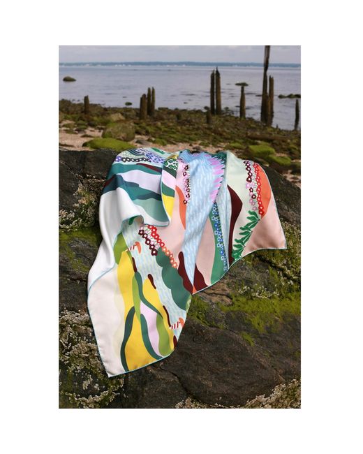 Jessie Zhao New York Blue Double Sided Silk Scarf Of Summer