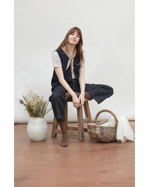 Paul James Knitwear Blue Lambswool Laura V Neck Waistcoat With Pockets