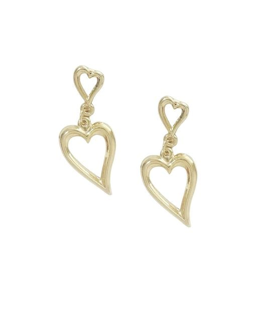 Maison De Gala Metallic Golden Twin-Heart Drop Earrings