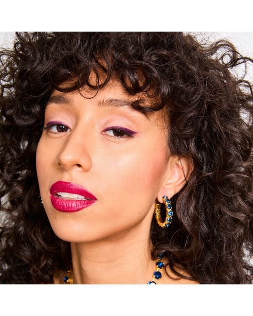 Laura Gray Metallic Dark Crystal Hoop Earrings