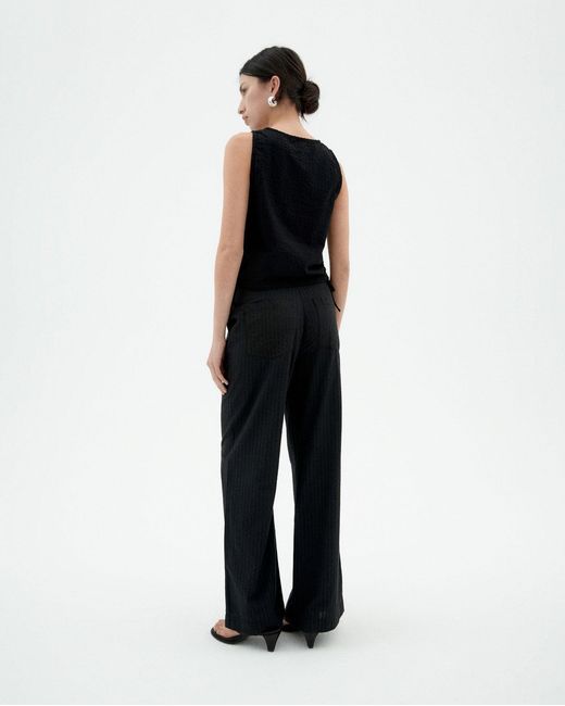 Thinking Mu Black Gathered Seersucker Florence Top