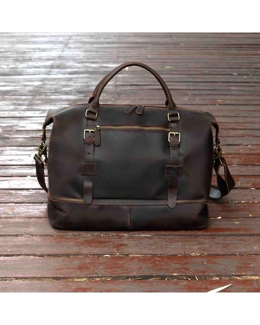 Touri Black Genuine Leather Weekender With Outerwear Compartment for men