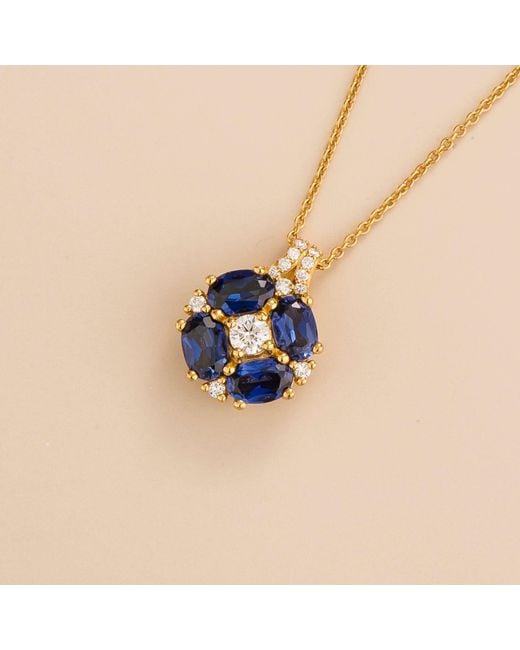 Juvetti Blue Pristi Necklace With Diamond & Sapphire