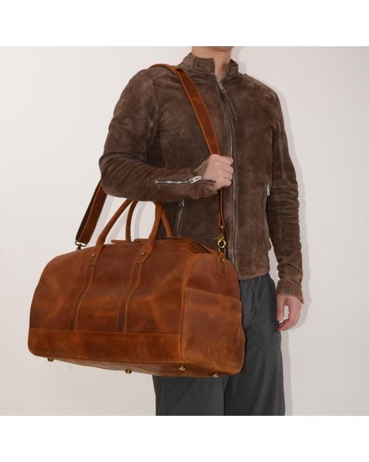 Touri Orange Genuine Saddel Leather Duffel for men