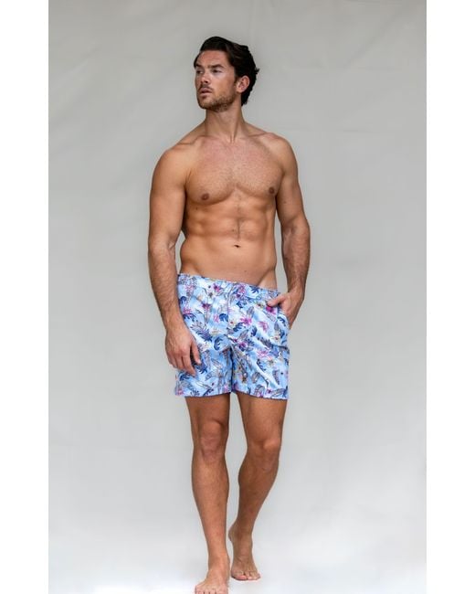 Lords of Harlech Blue Pool Falling Flowers Swim Short for men