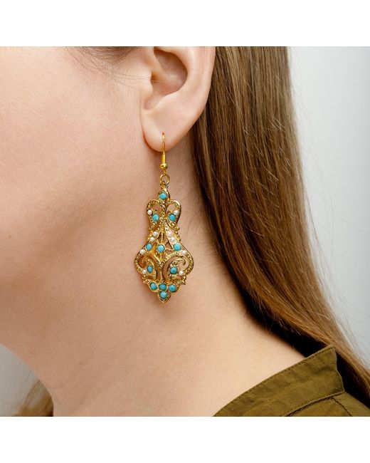 Caramel Vintage Jewellery Metallic Vintage Lillibeth Earrings Turqoiuse