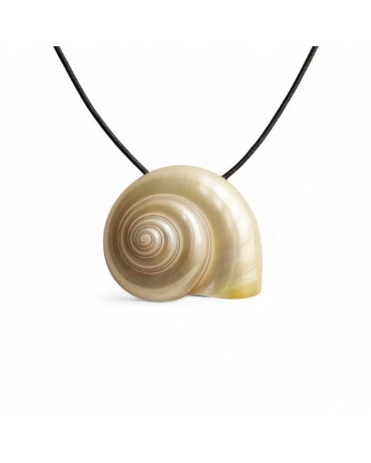 Martina Rozenberg Smira Jewelry Metallic Neutrals Massive Spiral Shell Necklace