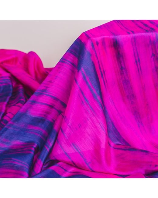 Silk and Bears Purple Fuchsia & Brushstroke Silk Scarf – Hand-Dyed Mulberry Silk Shawl, Lightweight Elegant Wrap