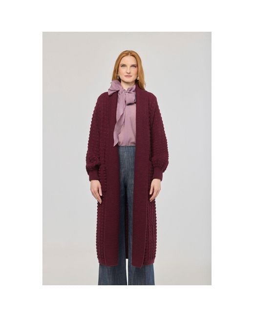 The Extreme Collection Red Burgundy Long Knit Cardigan Dominic