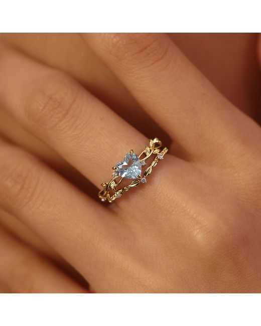 Azura Jewelry New York White Everlasting Heart Sky Topaz Ring Vermeil