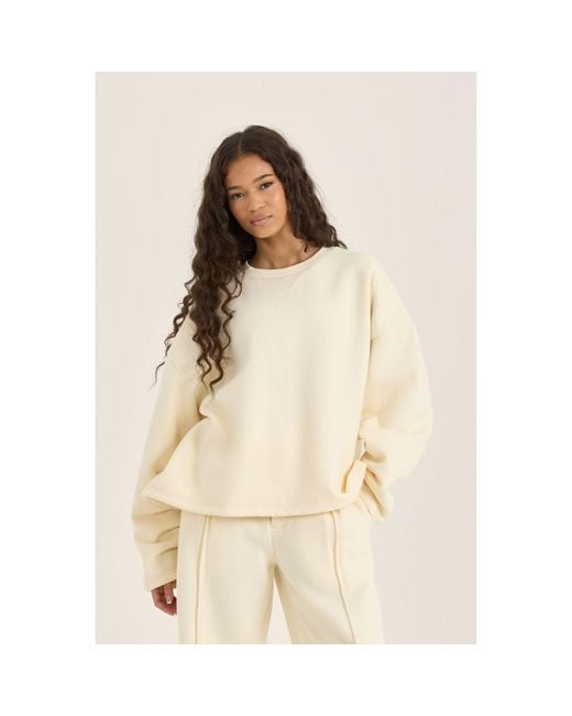 Loom Archives Natural Neutrals Loom Ruched Sleeve Detail Sweat Shirt
