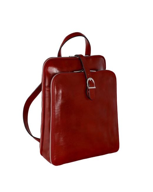 Time Resistance Red Convertible Leather Backpack Shoulder Bag
