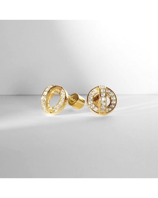 Meulien Metallic Circle And Arc Stud Earrings