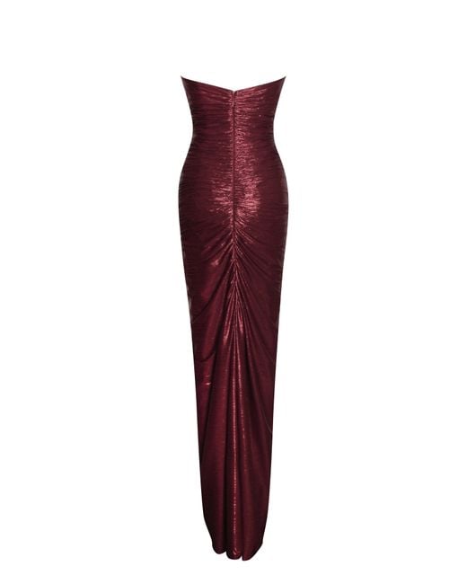 Miss Circle New York Red Sable Ruched Burgundy Glitter Mermaid Gown