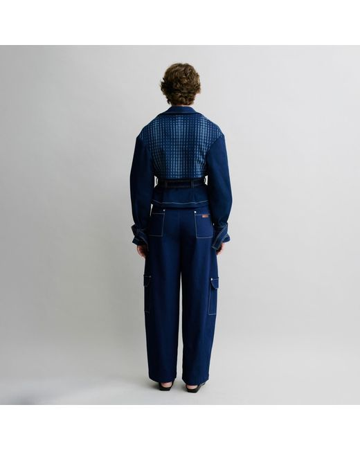 Luroq London Blue Graphic Peplum Trench
