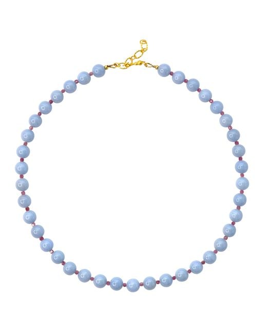 Bombyx House Blue Angelite Tourmaline Alternating Necklace