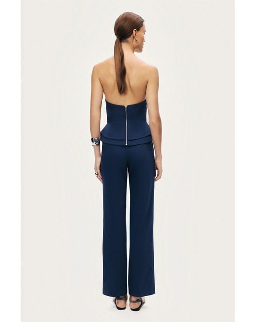 Nocturne Blue Strapless Sculpted Bustier Top