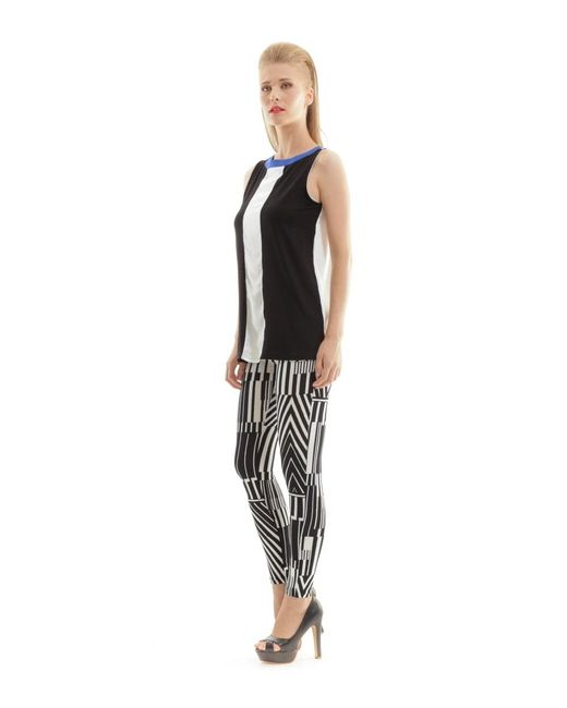 Conquista Black Sleeveless Block Colour Top