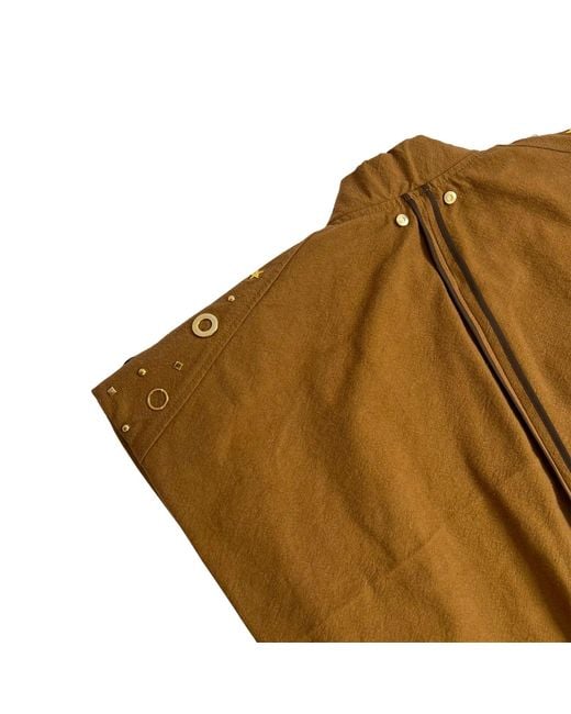 L2R THE LABEL Brown Studded Tan Sleeveless Bomber Jacket