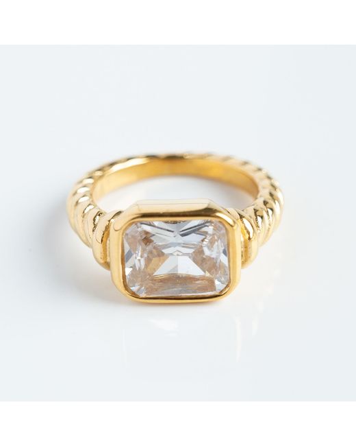 Superdivajewellery Metallic Croissant Clear Moon Ring