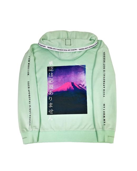 Quillattire Green Mint Mount Fuji Hoodie for men