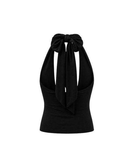 OW Collection Black Merle Draped Top