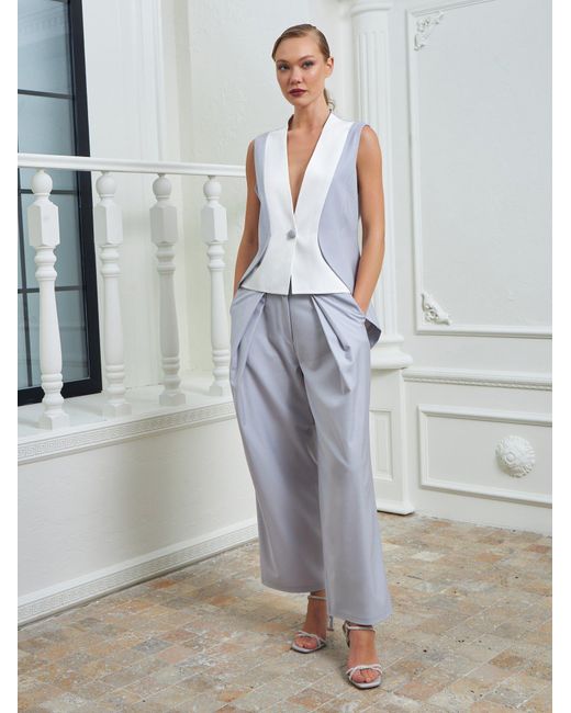 Lumina Eligma Blue The Gathered Suit Pants Ensemble