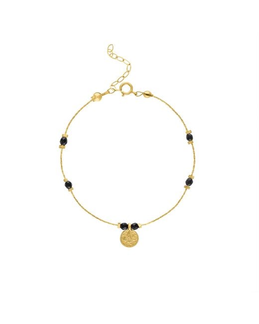 Olivia Le Metallic Journey Agate Beaded Bracelet With Coin