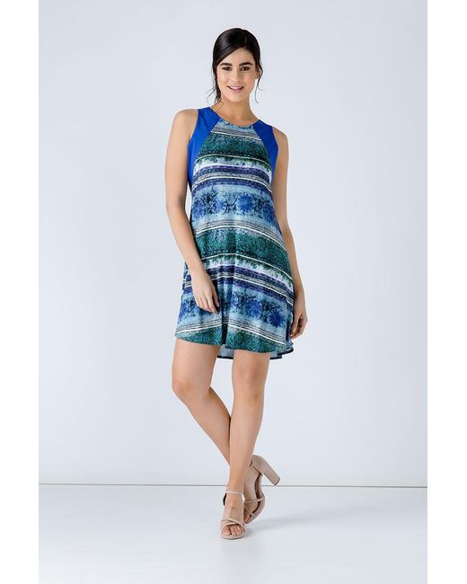Conquista Blue Royal Print Dress