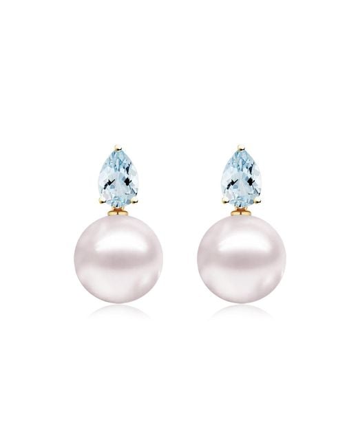Kai Fine Jewelry Multicolor Solid Natural Aquamarine & Pearl Venus Tears Convertible Earrings