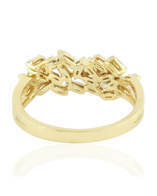 Artisan Metallic 18k Yellow Gold Baguette Diamond Band Ring Handmade Jewelry