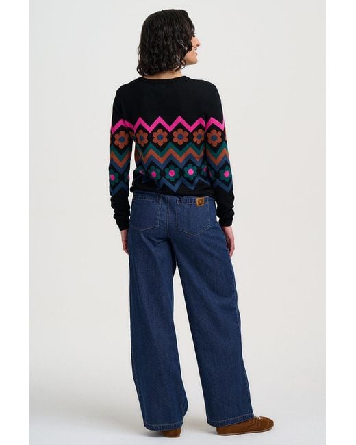 Sugarhill Black Rita Jumper Flower Chevron