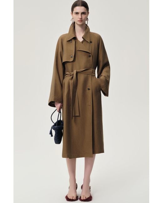FRONT ROW SHOP Brown Drift Trench Hazel