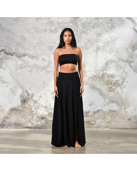 Zhenabia Black Zhe Skirt Boho High Slit Maxi Skirt