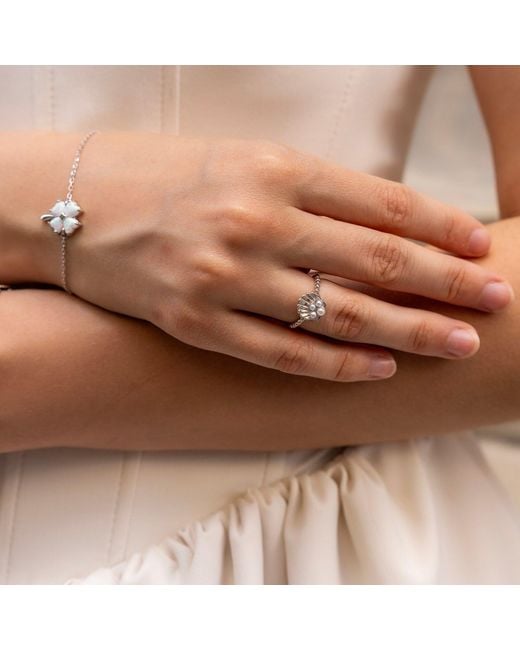 Spero London White Scallop Shell Pearl Sterling Ring