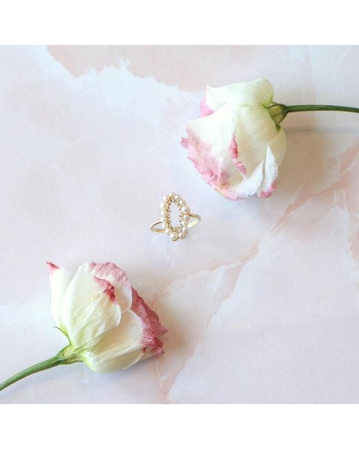 Agora Jewellery Metallic Juliet 14K Diamond Pearl Ring