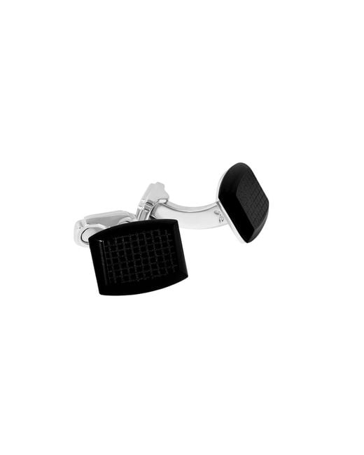 Tateossian Black Thompson Woven Tonneau Cufflinks for men