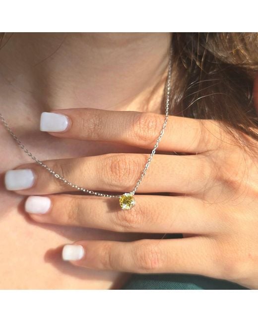 Harfi Metallic Citrine Moissanite Crystal Sterling Necklace