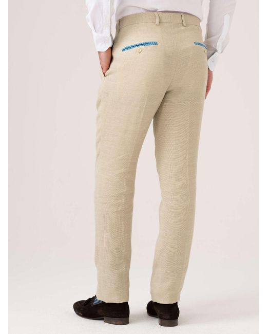 Koy Clothing Natural Neutrals Pale Linen Suit Trousers for men