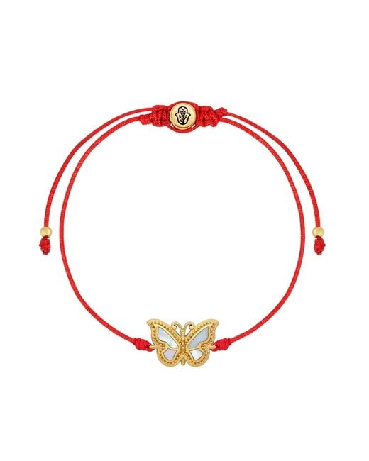 Karma and Luck Red Mother Of Pearl Butterfly String Bracelet – Transformation & Protection Jewelry – Transcendent Guide