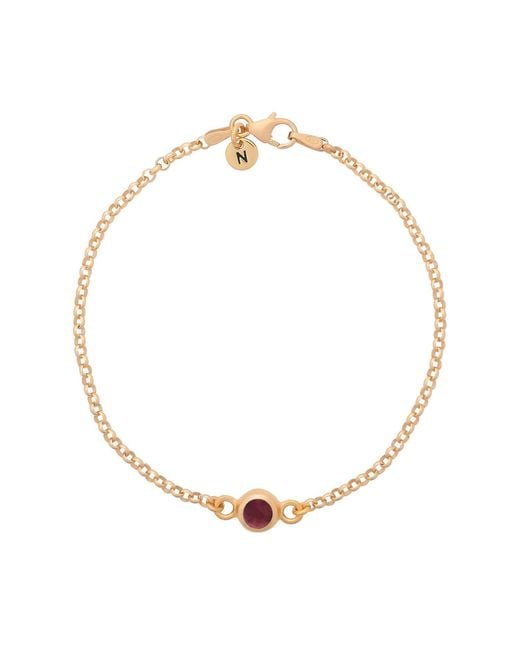 Nellou Jewellery Metallic Garnet Birthstone Gem Dot Bracelet Plated Sterling