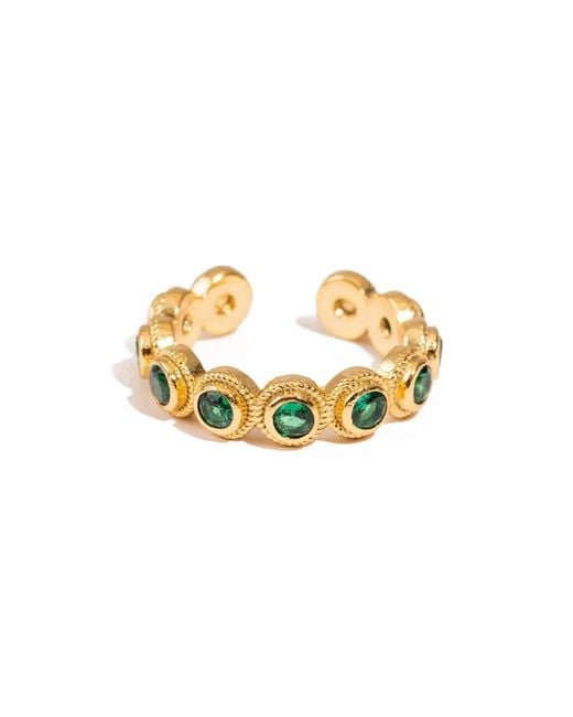 Ebru Jewelry Metallic Emerald Glow Adjustable Plated Stackable Ring