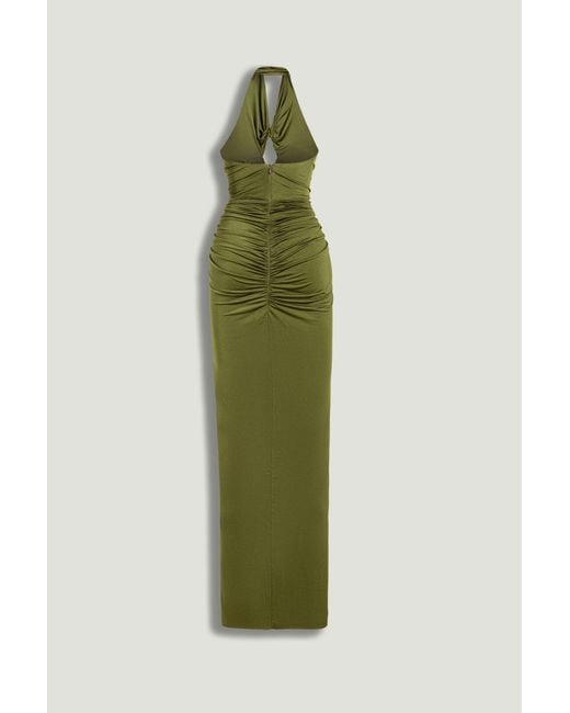Nocturne Green Neutrals Cut-Out Halter Maxi Dress