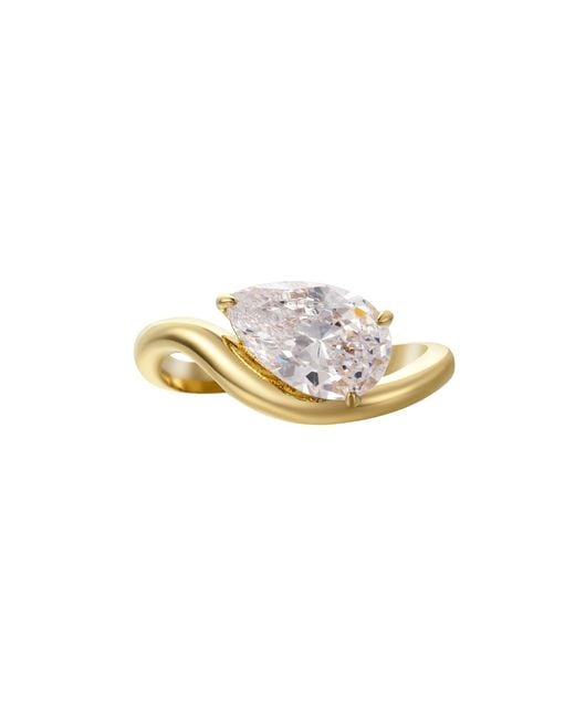 Onewildone White Too Cool To Care Pear Wavy Band Ring