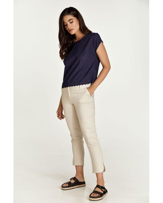Conquista Blue Sleeveless Embroidered Top