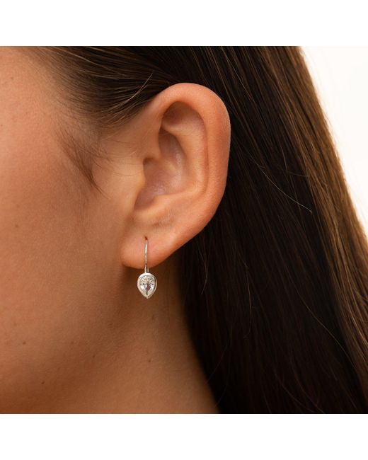 Dower & Hall White Pear Topaz Earrings