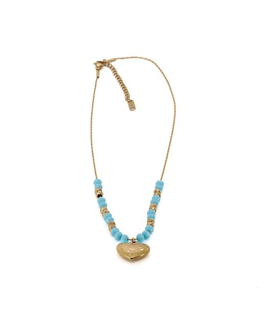 Ebru Jewelry Metallic Love Heart Beaded Necklace