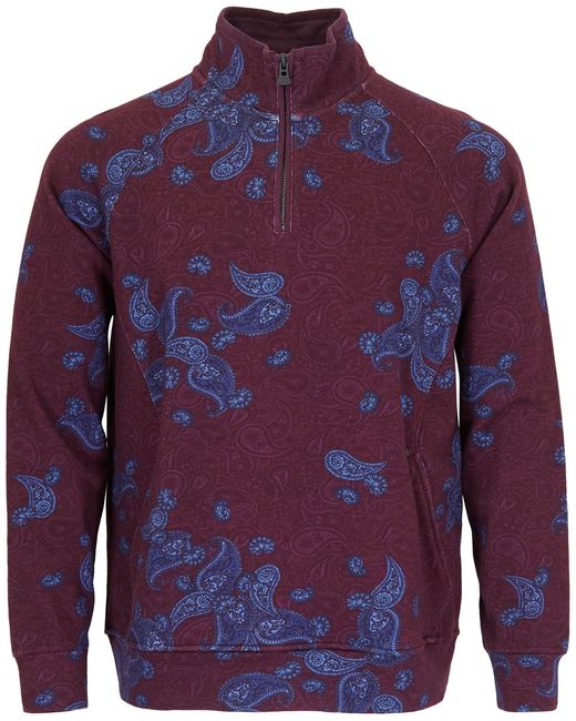 Lords of Harlech Blue Craig Montgat Paisley Quarter-Zip Sweater for men