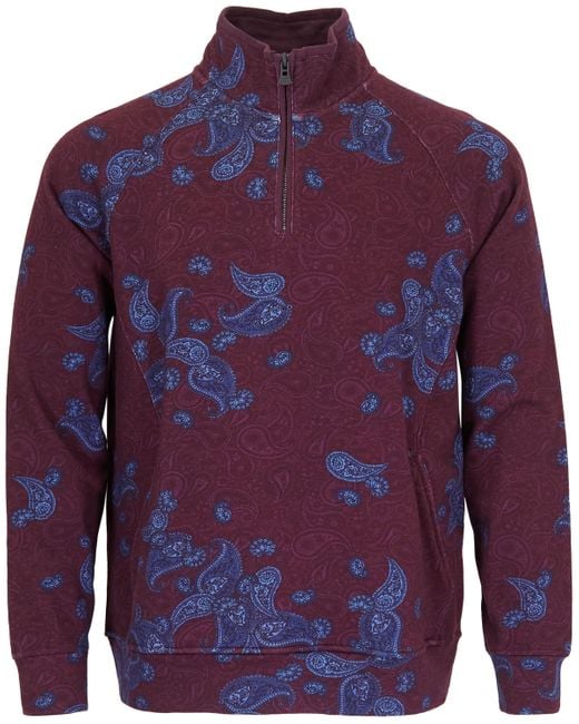 Lords of Harlech Blue Craig Montgat Paisley Quarter-Zip Sweater for men