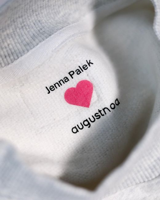 augustnoa White Jenna Palek Crew Neck